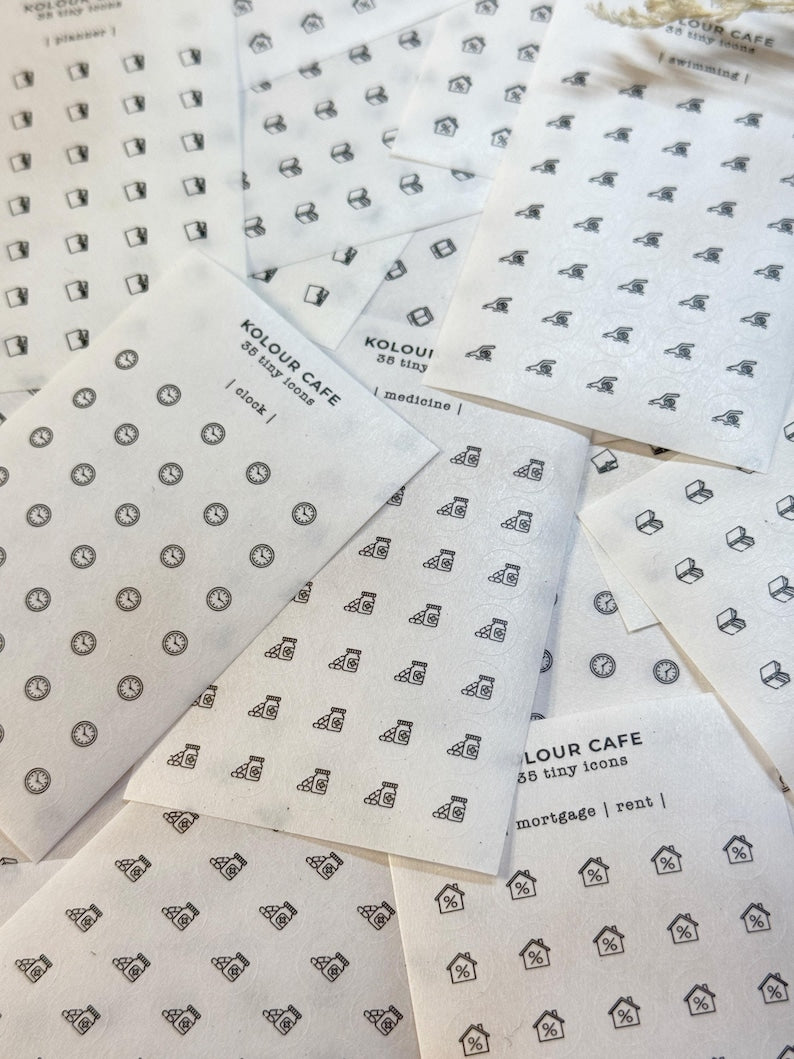Mini Icon Stickers - Fuel | Electric Car | Minimalist Planner Icons | Matte | A5 Pocket Plus Personal A6 B6 FCC Hobonichi Stalogy | UK