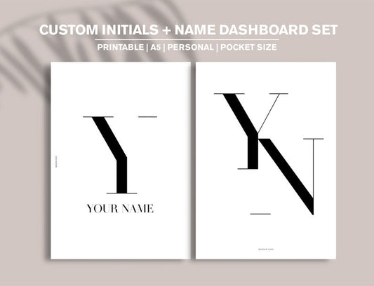 PRINTABLE Custom Planner Initials and Name Dashboard Set | Personalized Dashboards | Printable Planner Dashboard | A5 Pocket Personal