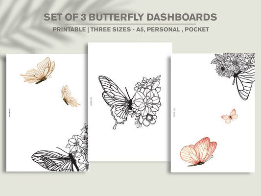 PRINTABLE Planner Dashboard Set for A5, Personal, and Pocket | Digital Butterfly Theme Dividers | Minimalist