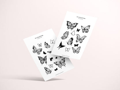 Monochrome Butterflies Stickers | N4