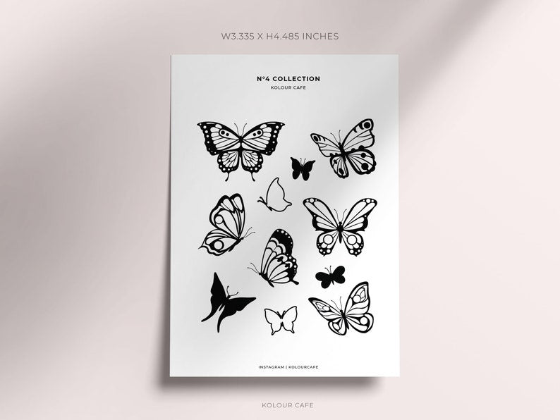 Monochrome Butterflies Stickers | N4