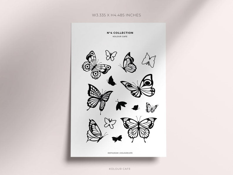 Monochrome Butterflies Stickers | N4