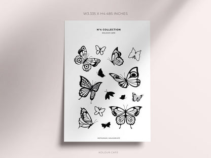 Monochrome Butterflies Stickers | N4