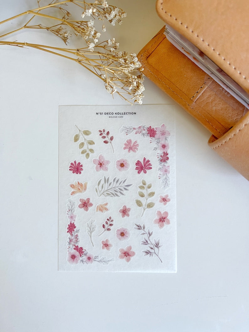 Pink Floral Stickers | N50 N51