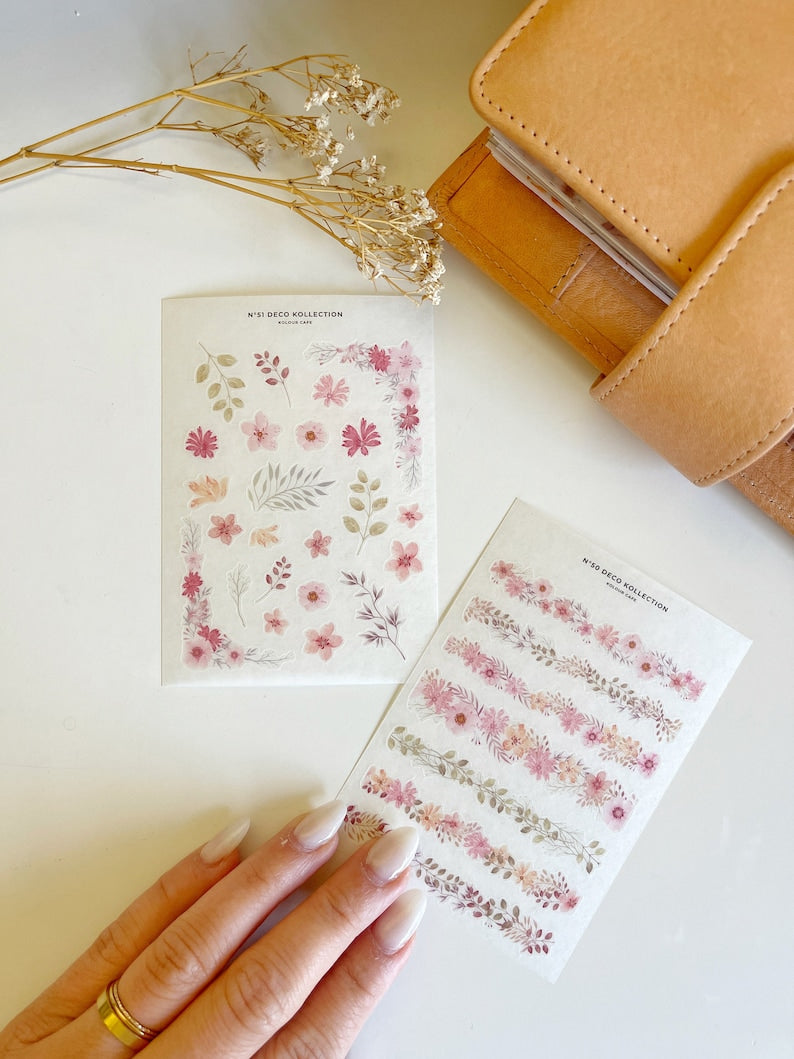 Pink Floral Stickers | N50 N51