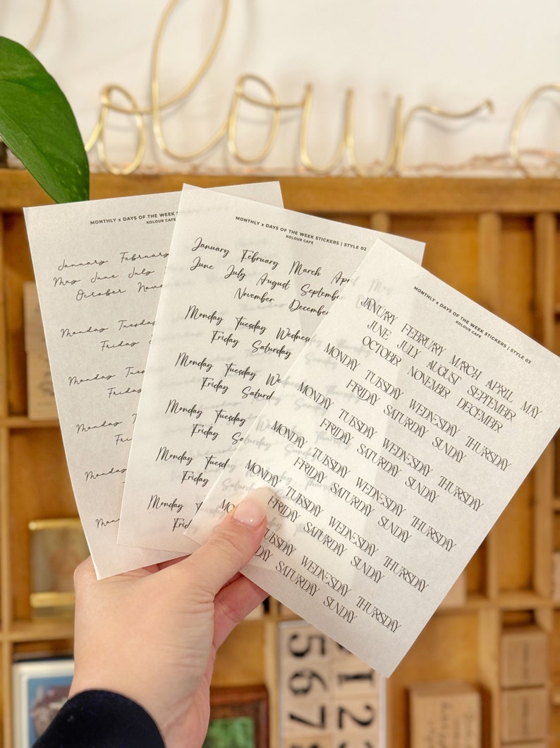 Days of the Week Text Planner Stickers