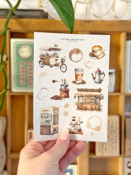Coffee Shop Vintage Stickers | Kofi 08