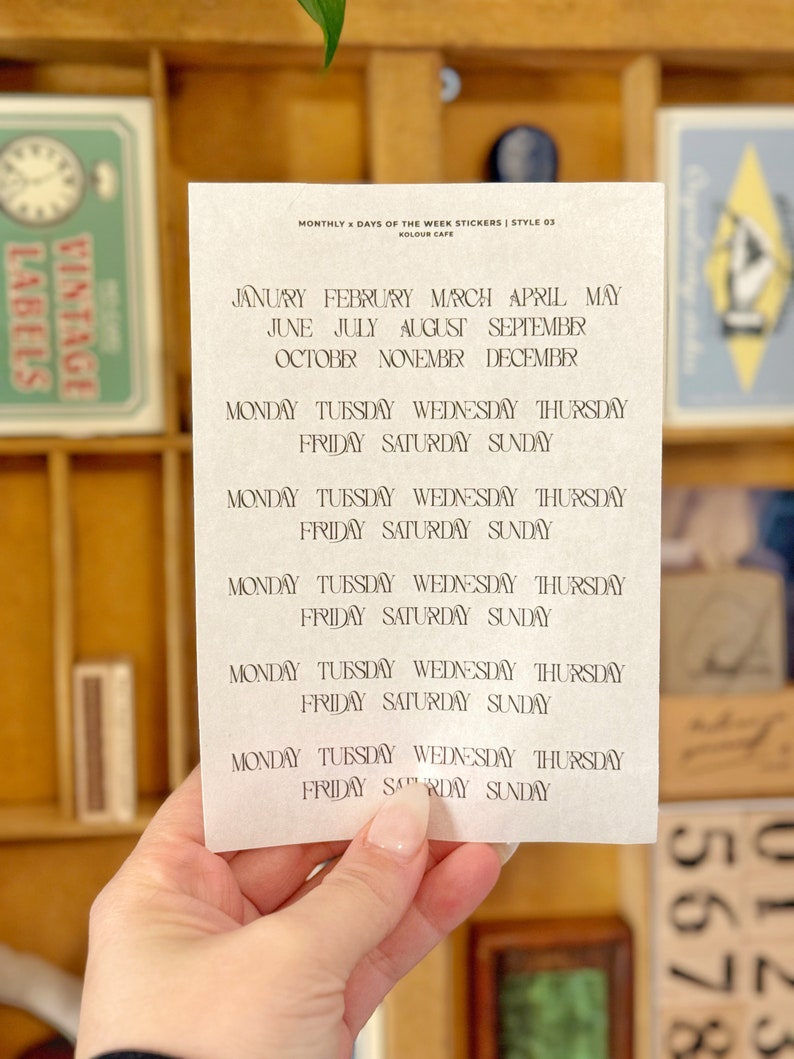 Days of the Week Text Planner Stickers