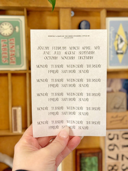 Days of the Week Text Planner Stickers