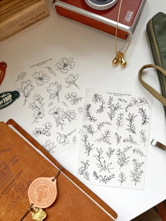 Floral Line Art Stickers | N105 106