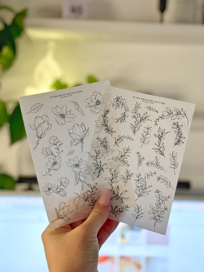 Floral Line Art Stickers | N105 106