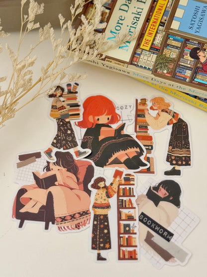 Cute Book Girl Stickers