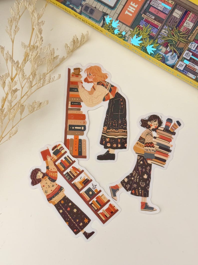 Cute Book Girl Stickers
