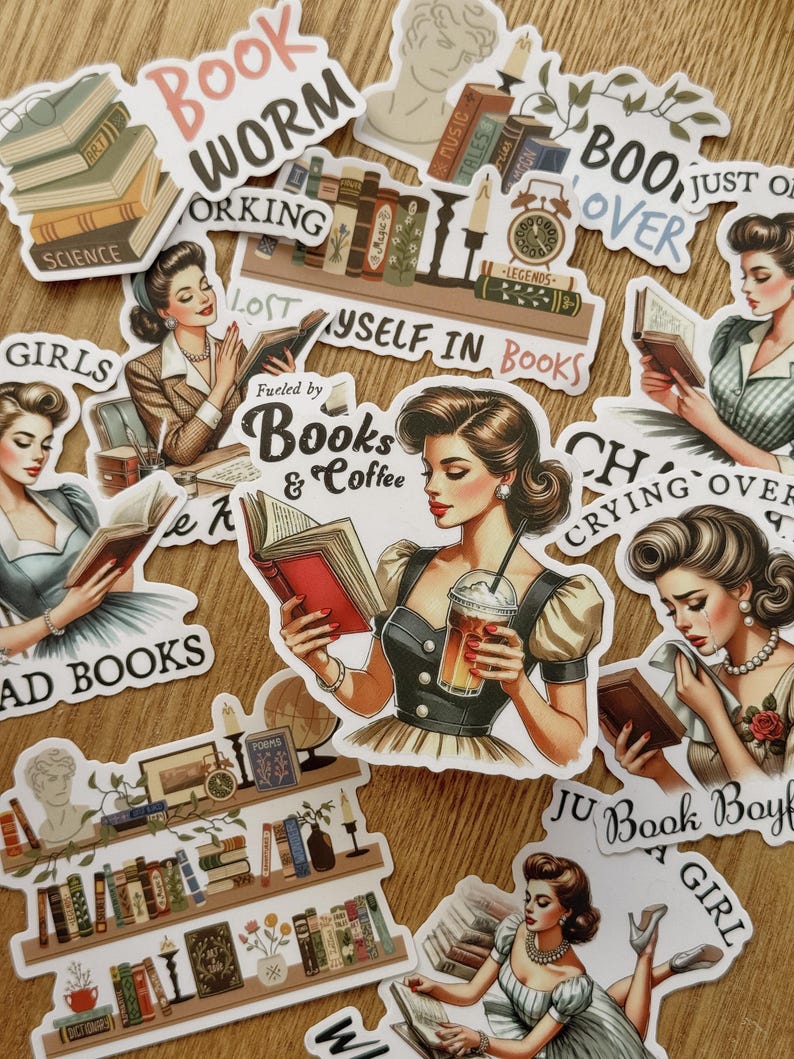 Book Vintage Vinyl Stickers
