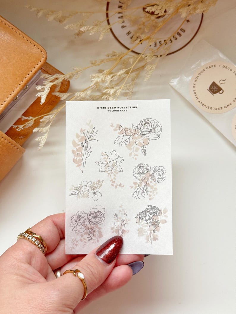 Neutral Line Art Floral Stickers | N128 N129
