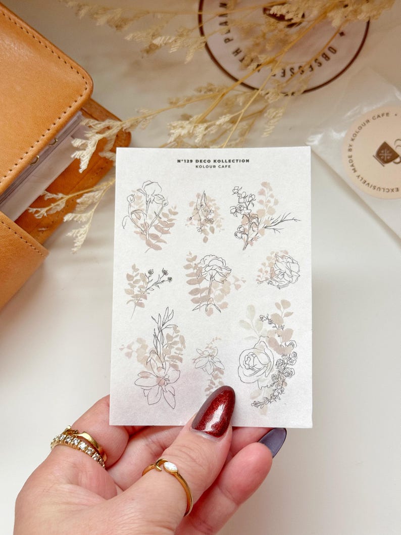 Neutral Line Art Floral Stickers | N128 N129