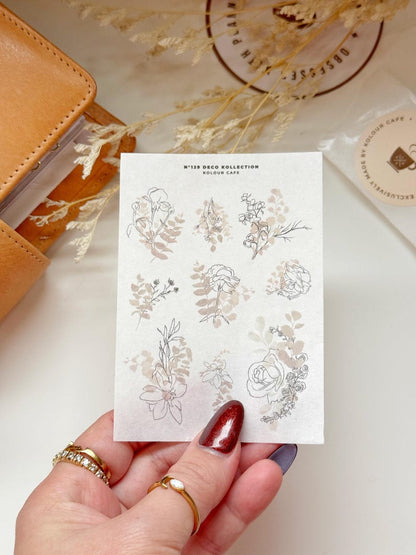 Neutral Line Art Floral Stickers | N128 N129