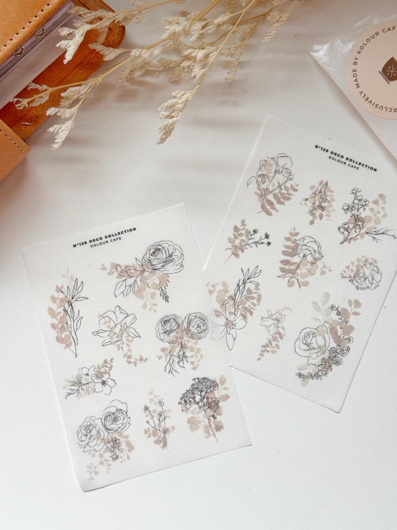 Neutral Line Art Floral Stickers | N128 N129