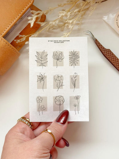 Neutral Line Art Leaf Stickers | N120 N121