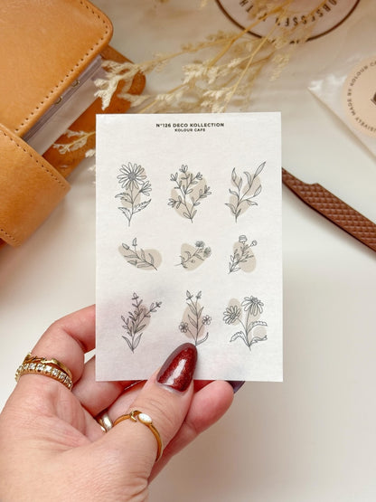 Neutral Line Art Botanical Stickers | N126 N127