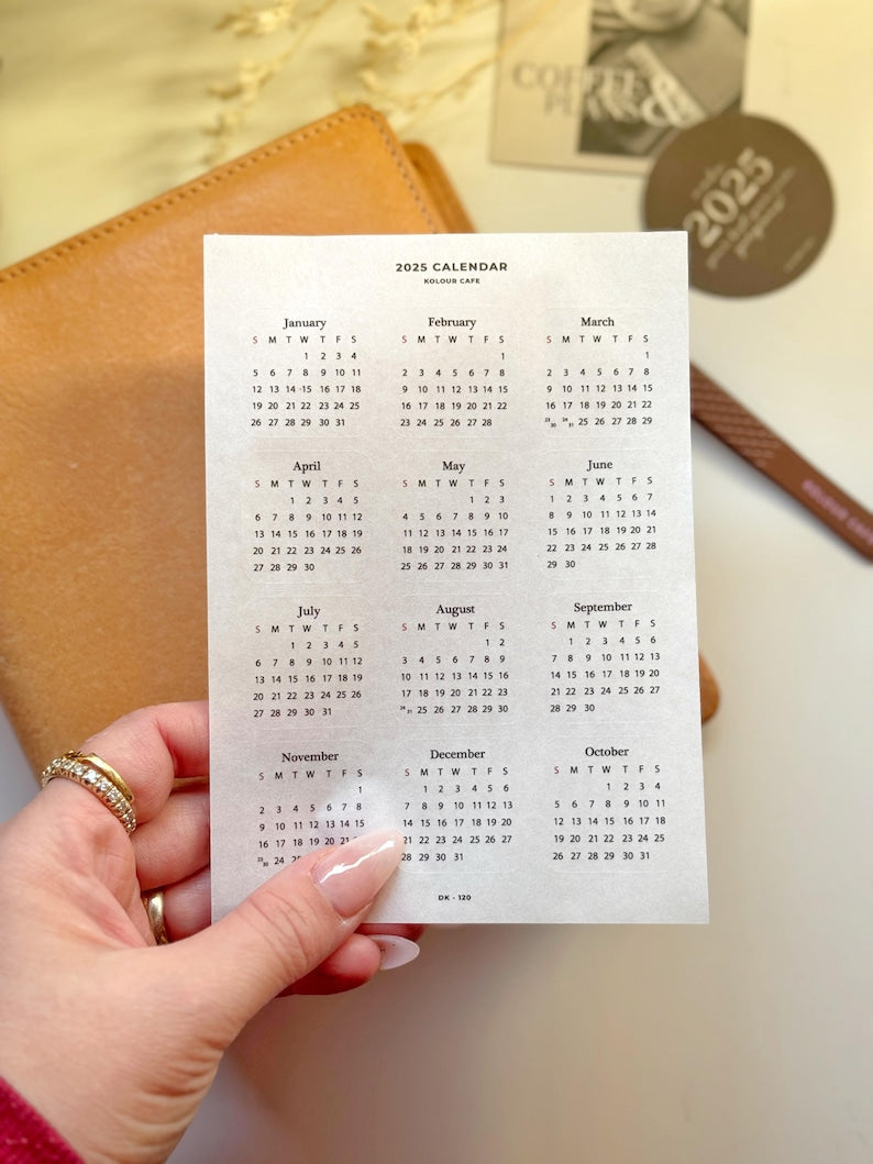 2025 Mini Monthly Calendar Stickers