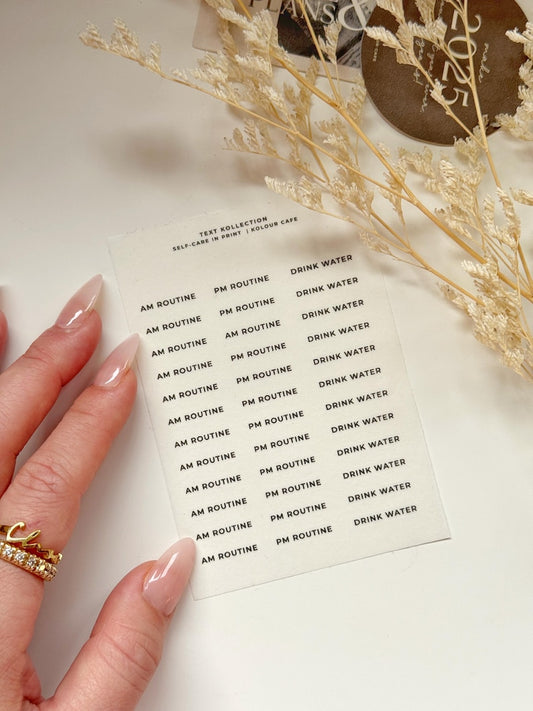 Functional Text Stickers | Self Care Routine