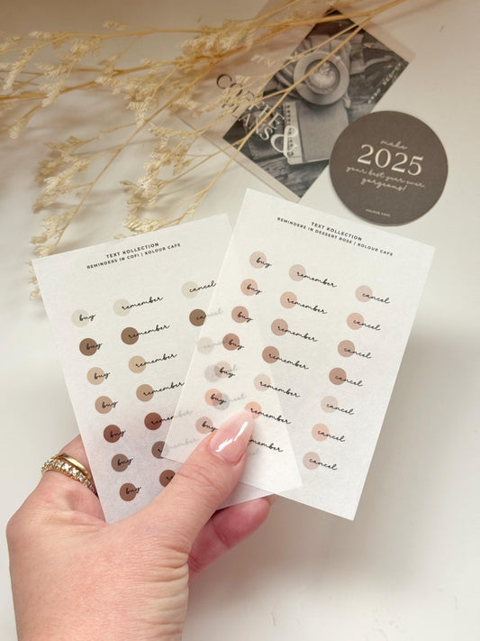 Functional Reminders Text Stickers | Neutral & Pink