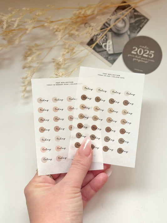Today Script Text Stickers | Neutral & Pink