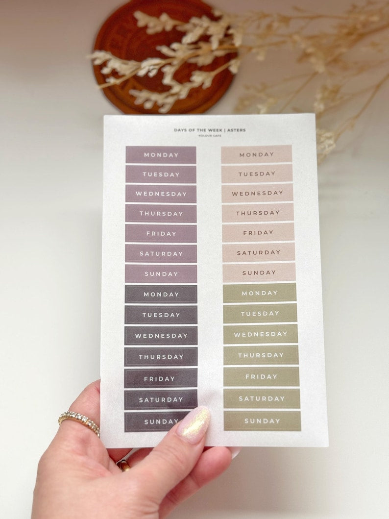 Functional Days of the Week Stickers