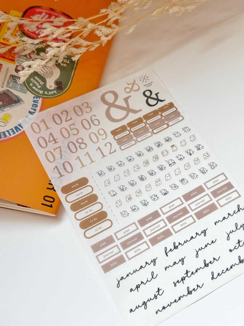 Floral and Cafe Stickers | Mini Journal Kit