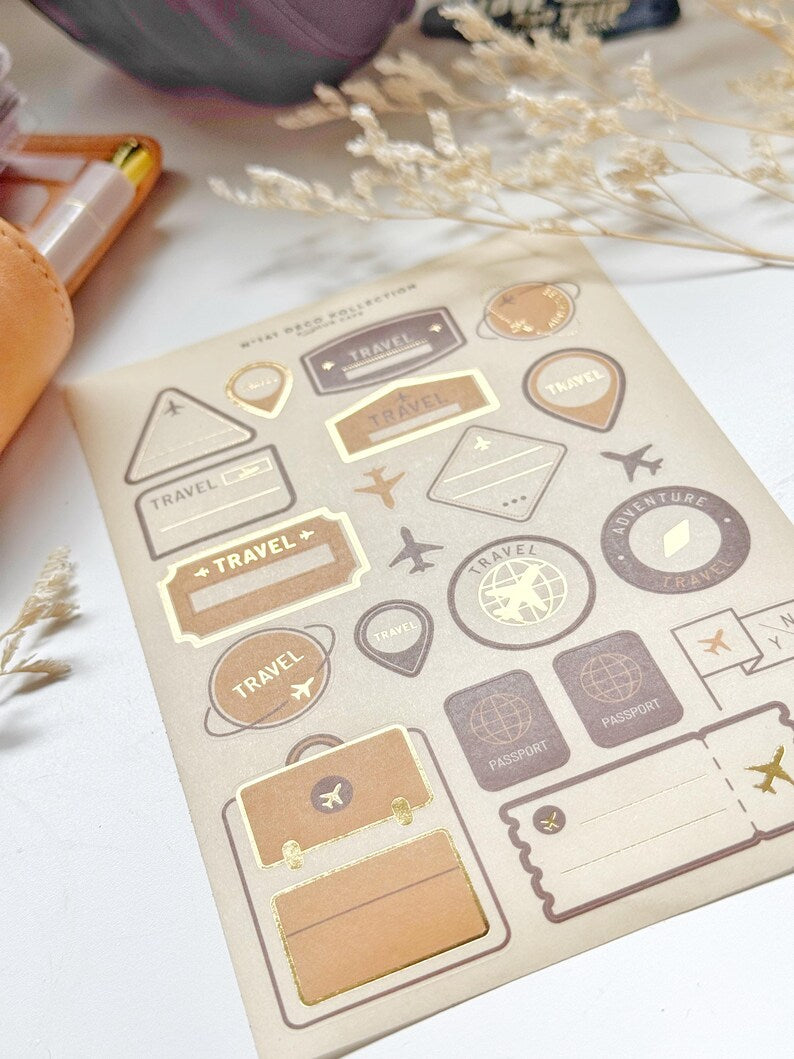 Travel Stamps Foiled Stickers | N141