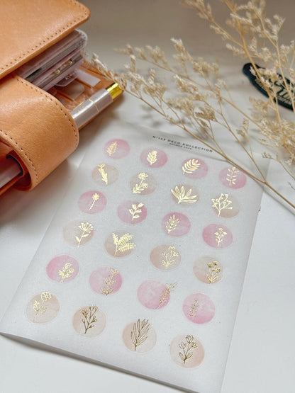 Pink Floral Foiled Stickers | N143