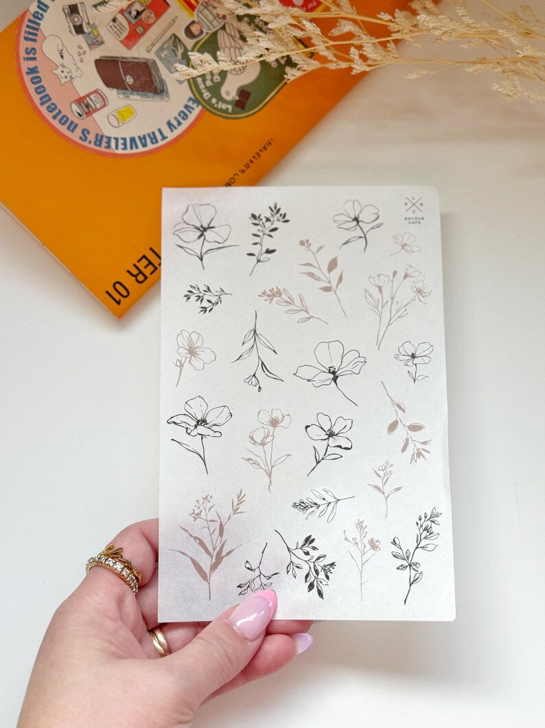 Floral and Cafe Stickers | Mini Journal Kit