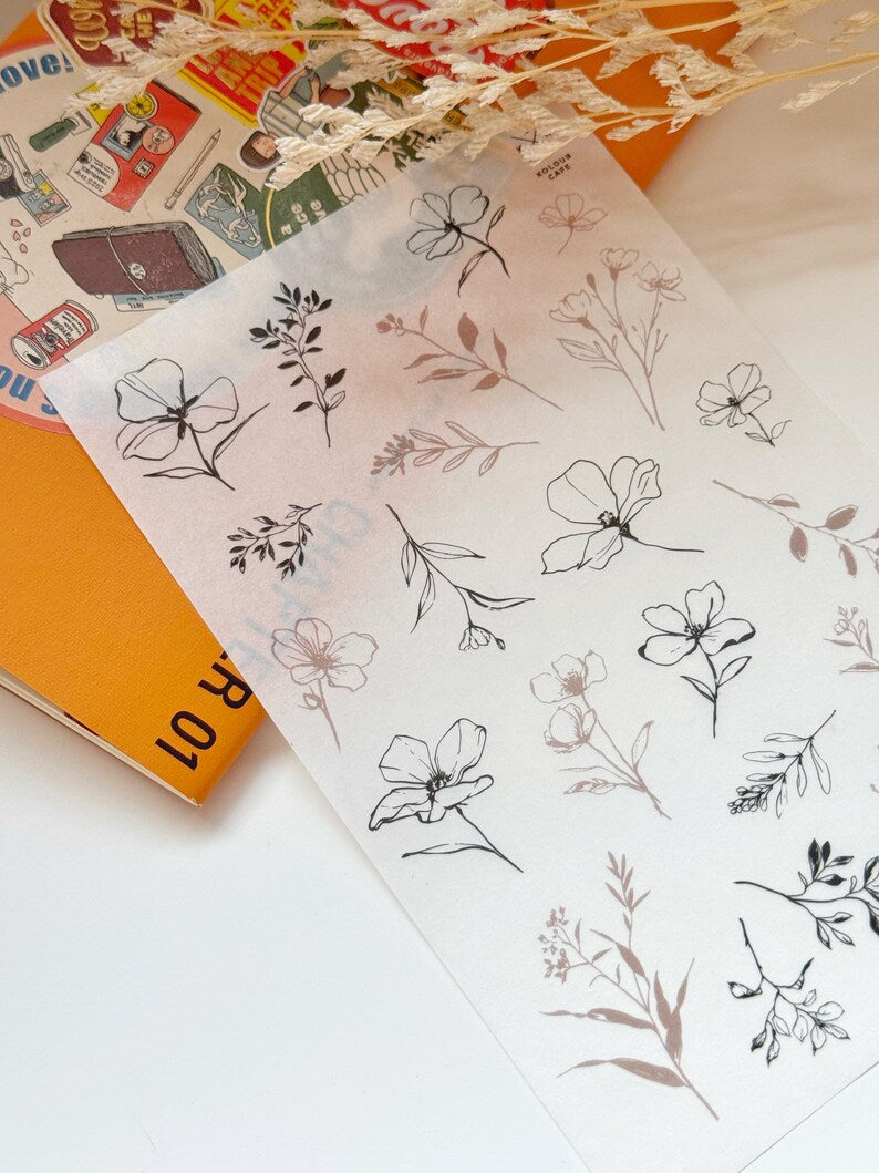 Floral and Cafe Stickers | Mini Journal Kit
