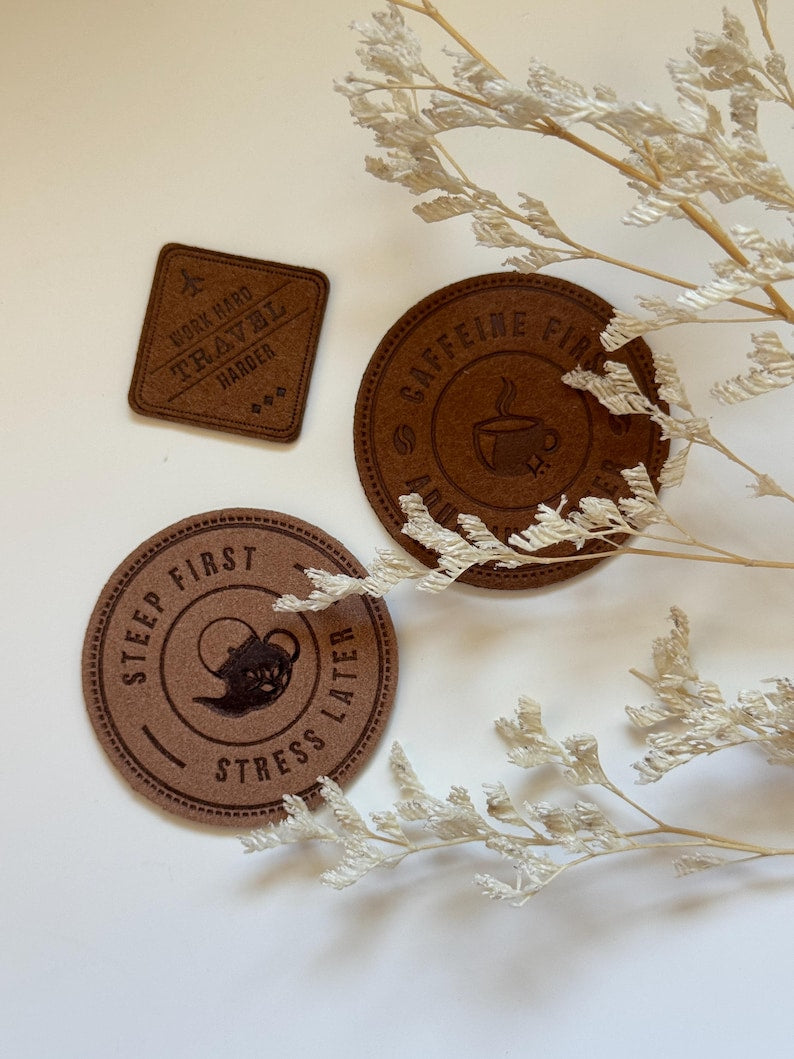 Stick On Vegan Leather Patch | Travel Cafe Patch