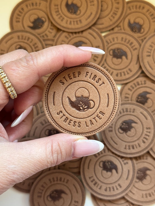 Stick On Vegan Leather Patch | Tea Cafe