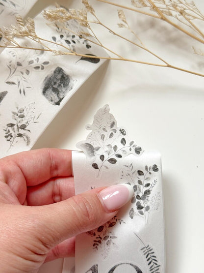Numbers and Leaves Kiss-cut 50mm Washi Tape | Issue 009