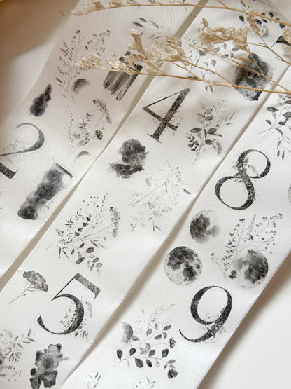Numbers and Leaves Kiss-cut 50mm Washi Tape | Issue 009