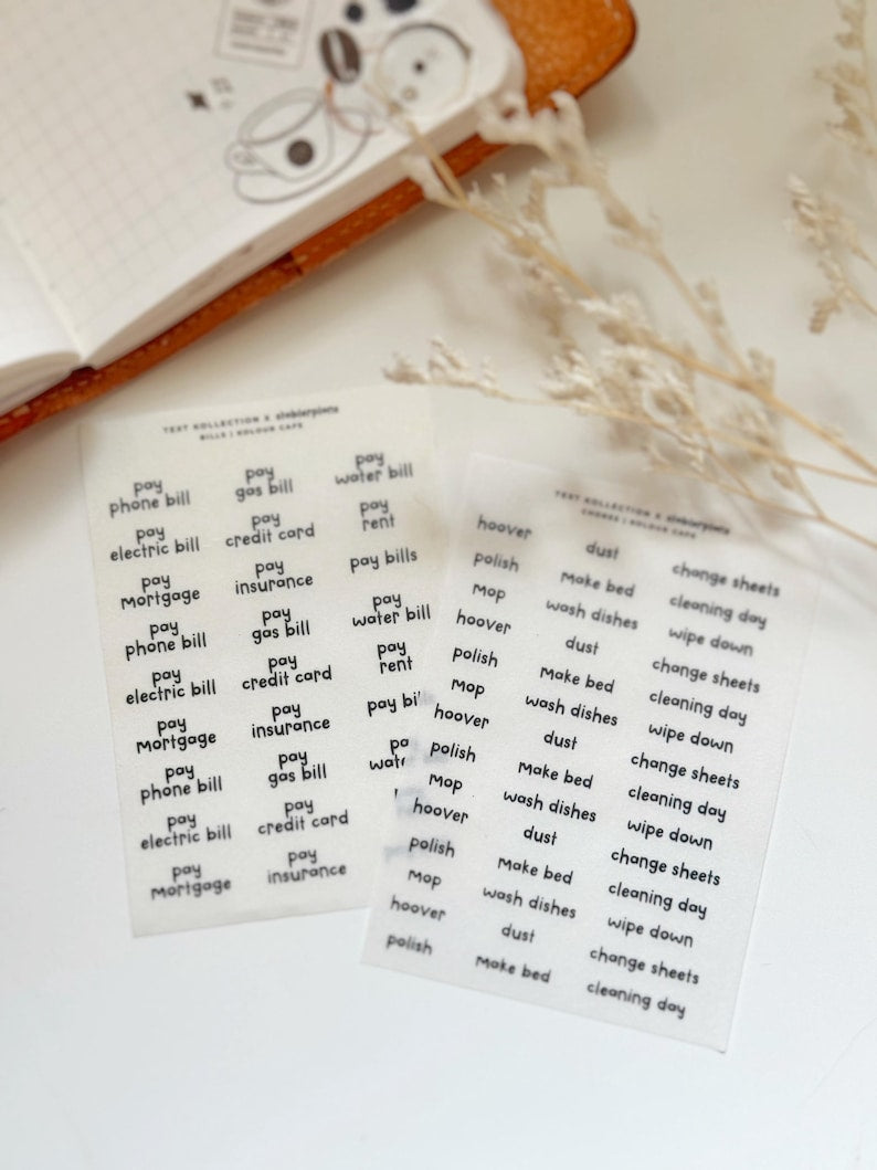 Bills and Chores Text Stickers | Stablerplans Font