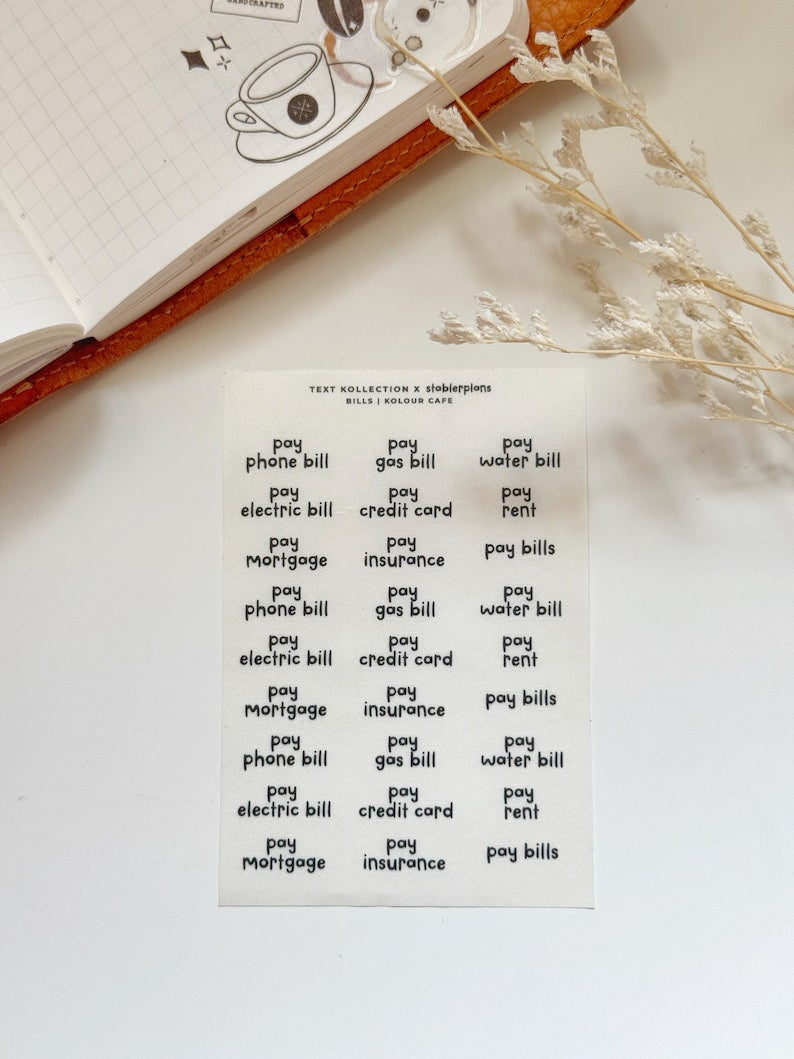 Bills and Chores Text Stickers | Stablerplans Font