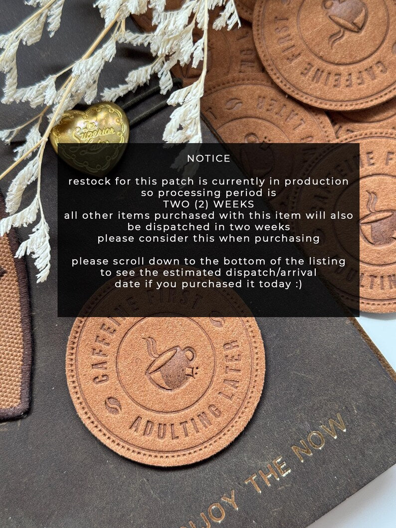 Stick On Vegan Leather Patch | Coffee Cafe