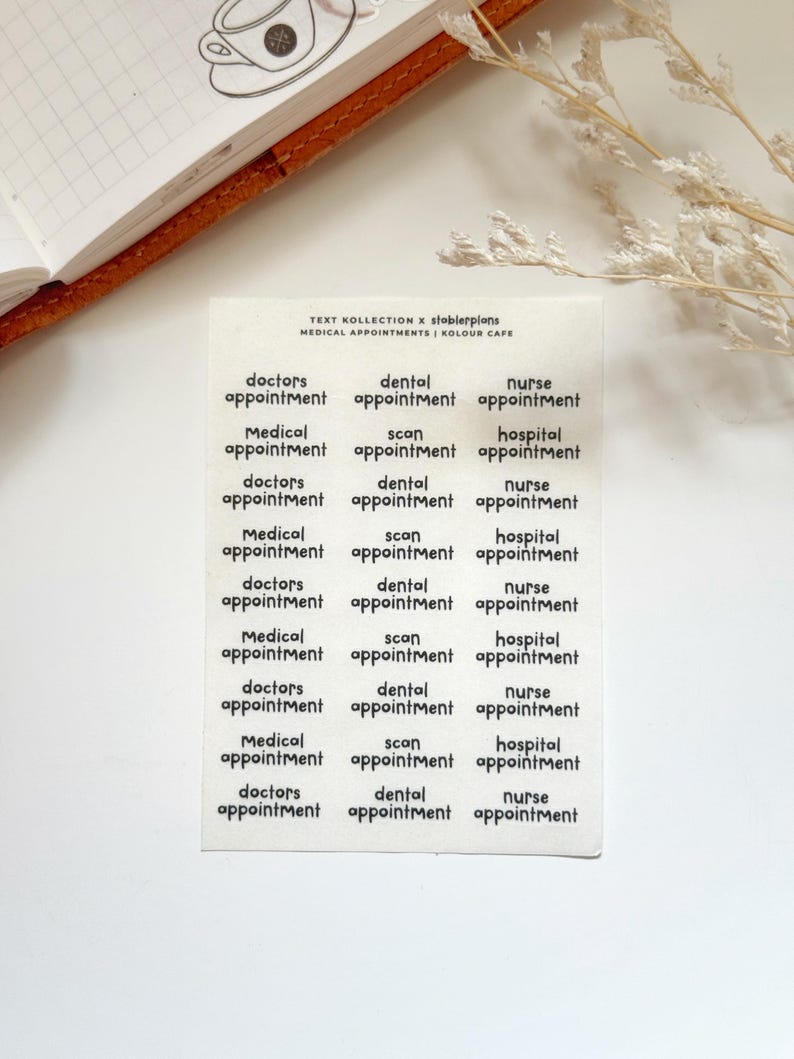 Medical Appointments Text Stickers | Stablerplans Font