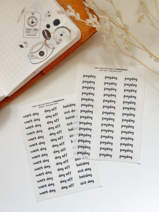 Work Payday Text Stickers | Stablerplans Font