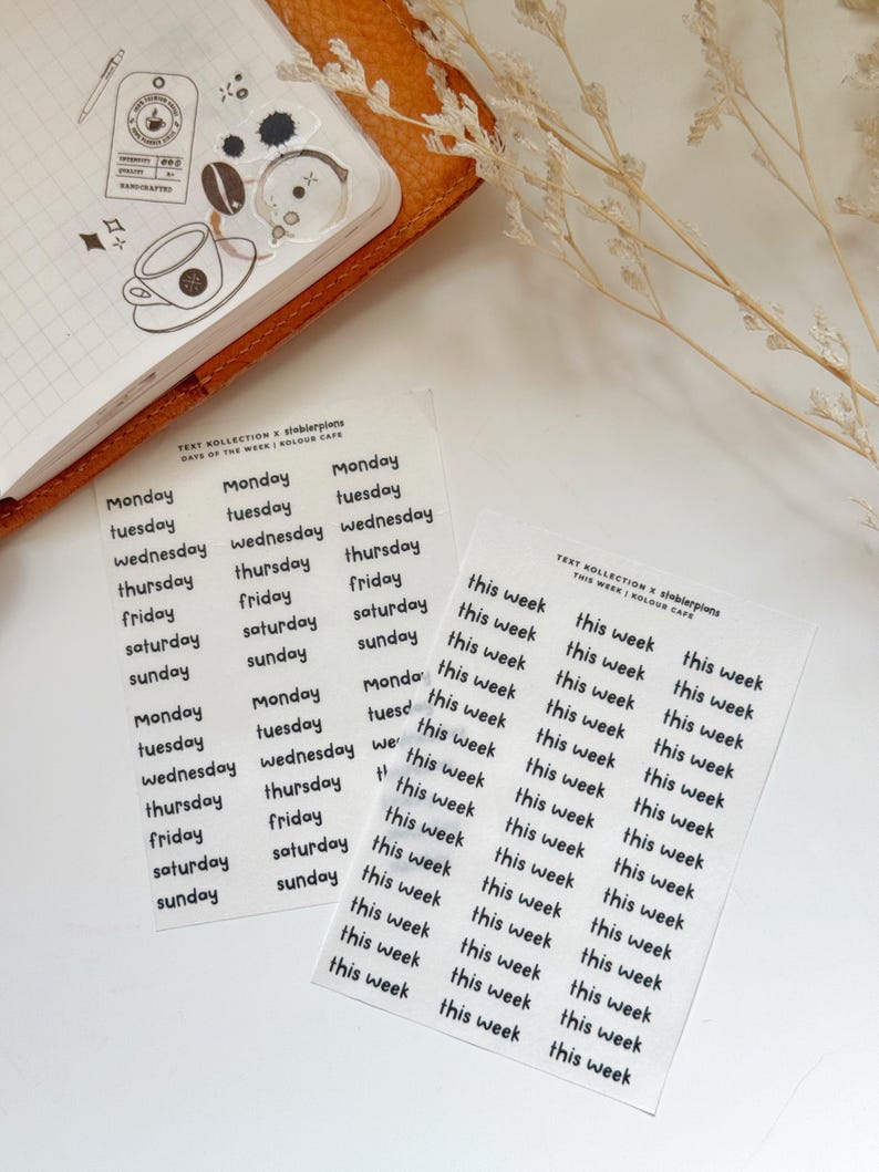 Days of the Week Text Stickers | Stablerplans Font