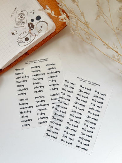 Days of the Week Text Stickers | Stablerplans Font