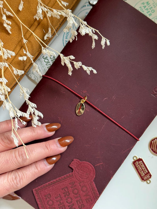 Planner Charm | Gold & Red Coffee Bean