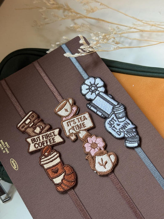 Coffee Tea Embroidered Planner Band