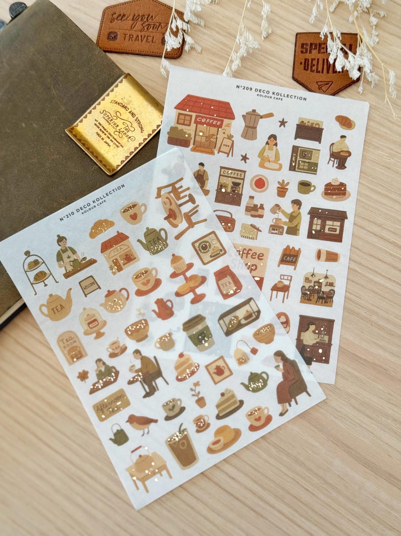 Coffee Tea Tiny People Stickers | DK209 210