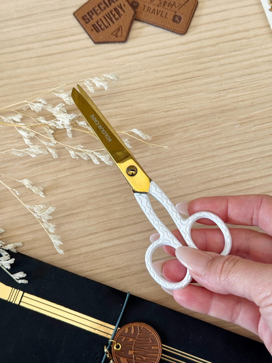 Gold and White Stainless Steel Scissors