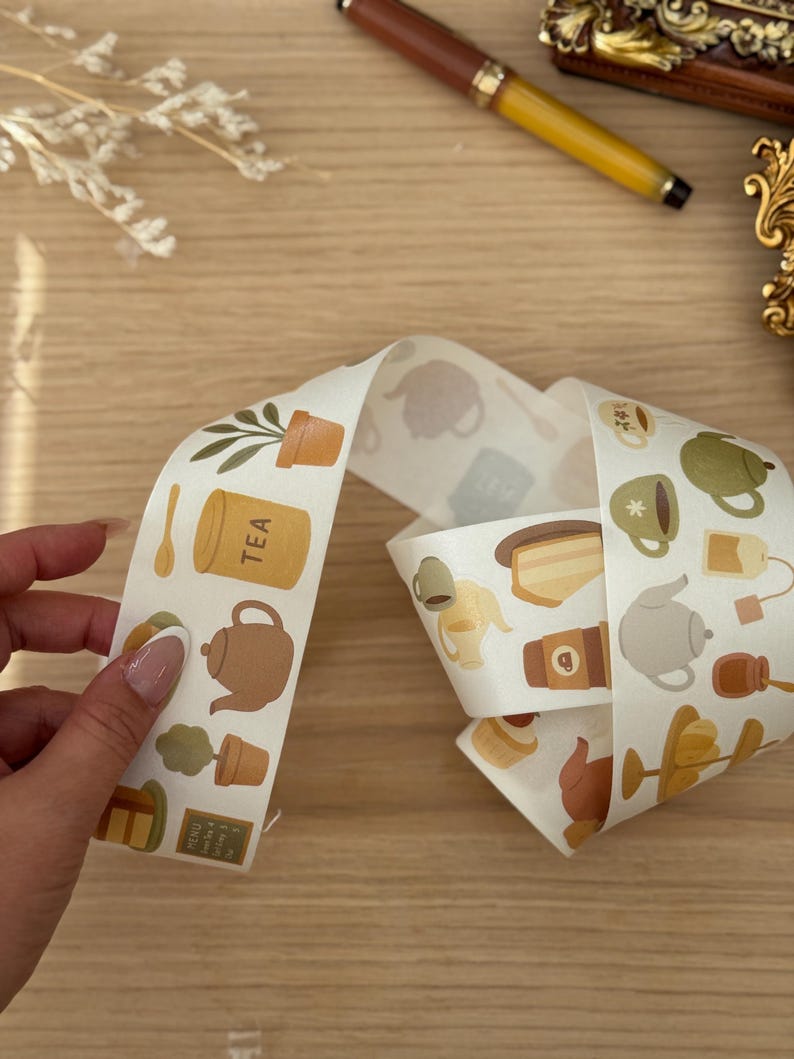 Tea Sketched 50mm Kisscut Washi Tape | Issue 011
